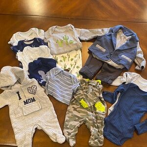 Newborn Boys 14 piece clothes lot Truly Carter Monica + Andy Cherokee newborn